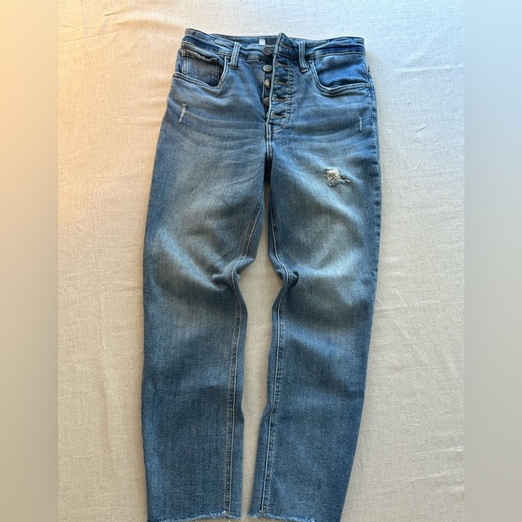 Kut from the Kloth Denim - Kut from the Kloth Medium Blue Denim Distressed Button Fly Jeans Size 2